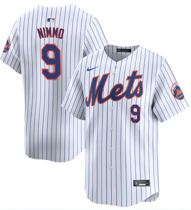 Men's New York Mets #9 Brandon Nimmo White 2024 Home Limited Stitched Baseball Jersey